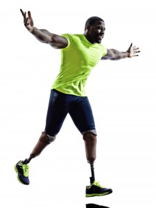 handicapped man joggers runners running with legs prosthesis silhouette